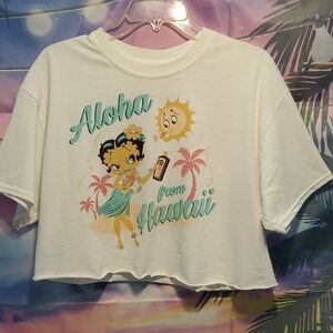 Betty Boop White Aloha from Hawaii Crop Top.